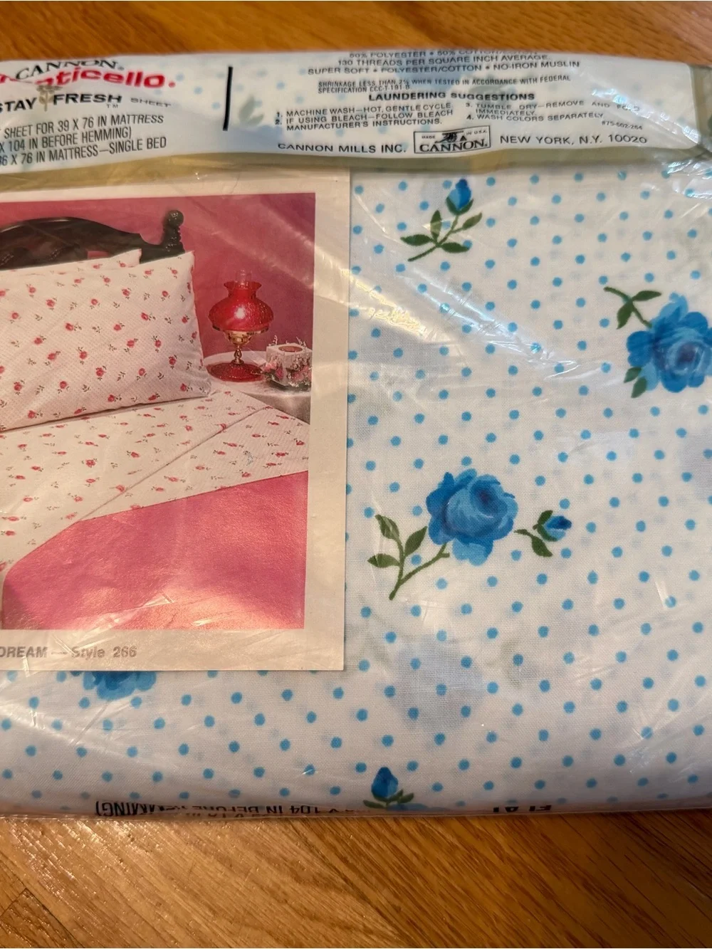 🆕 Cannon Monticello twin flat sheet 50/50  Flat Sheet blue roses “Rose Dream”
